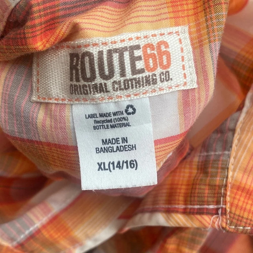 Bundle Ralph Lauren Kids Navy and Route66 Orange Plaid Shirt Set